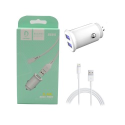CAR CHARGER ADAPTER DENMEN DZ01L DUAL USB 5V/2.4A WHITE CAR CHARGER ADAPTER DENMEN DZ01L DUAL USB 5V/2.4A WHITE